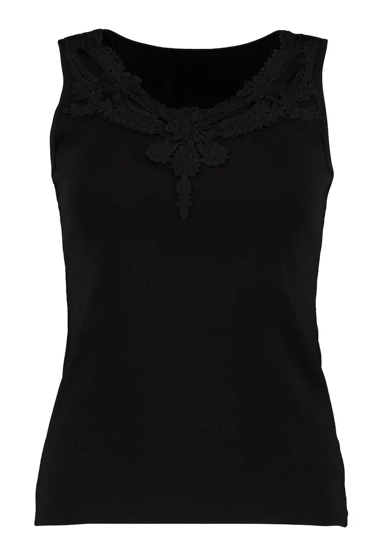 Top uni din amestec de bumbac, Negru