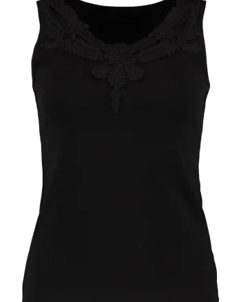 Top uni din amestec de bumbac, Negru