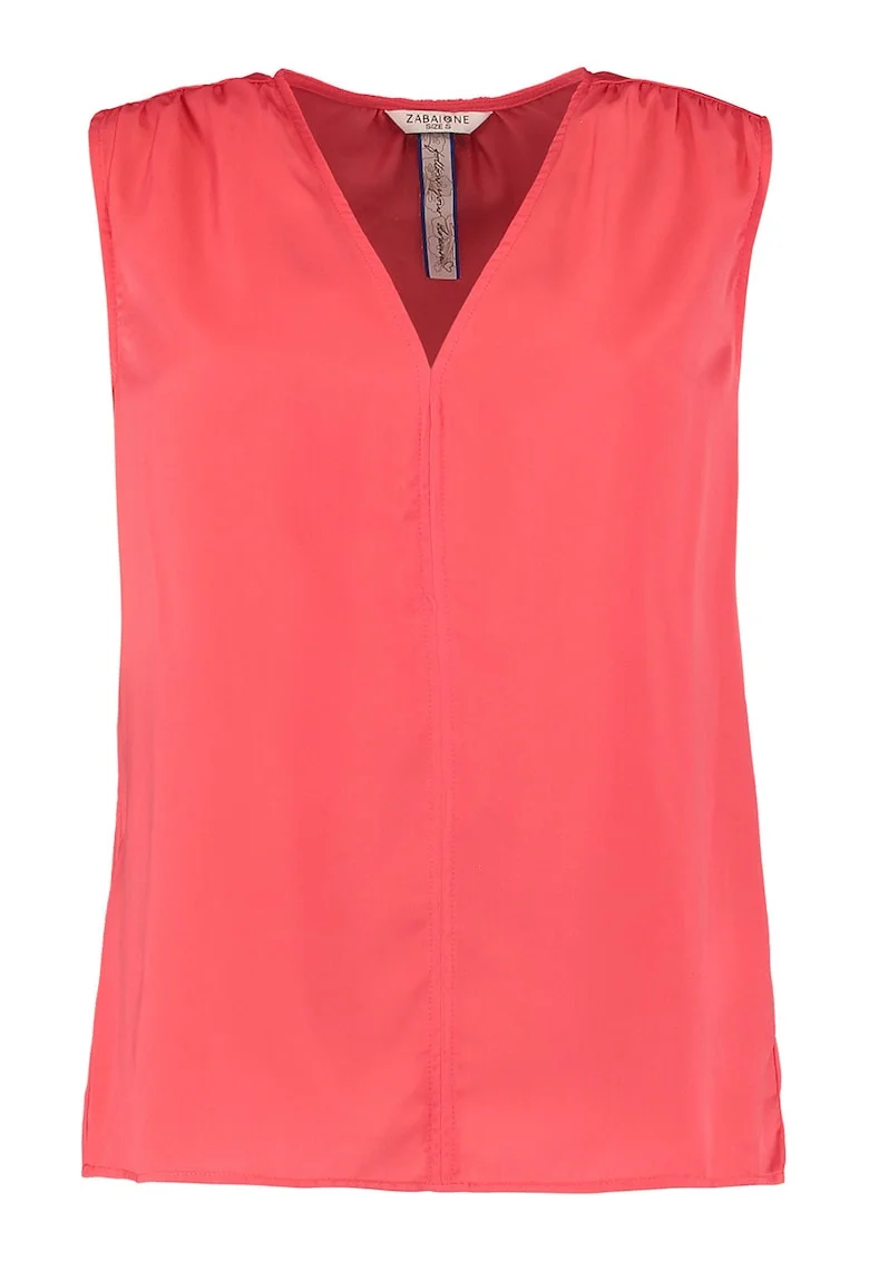 Top de satin cu decolteu in V, Coral