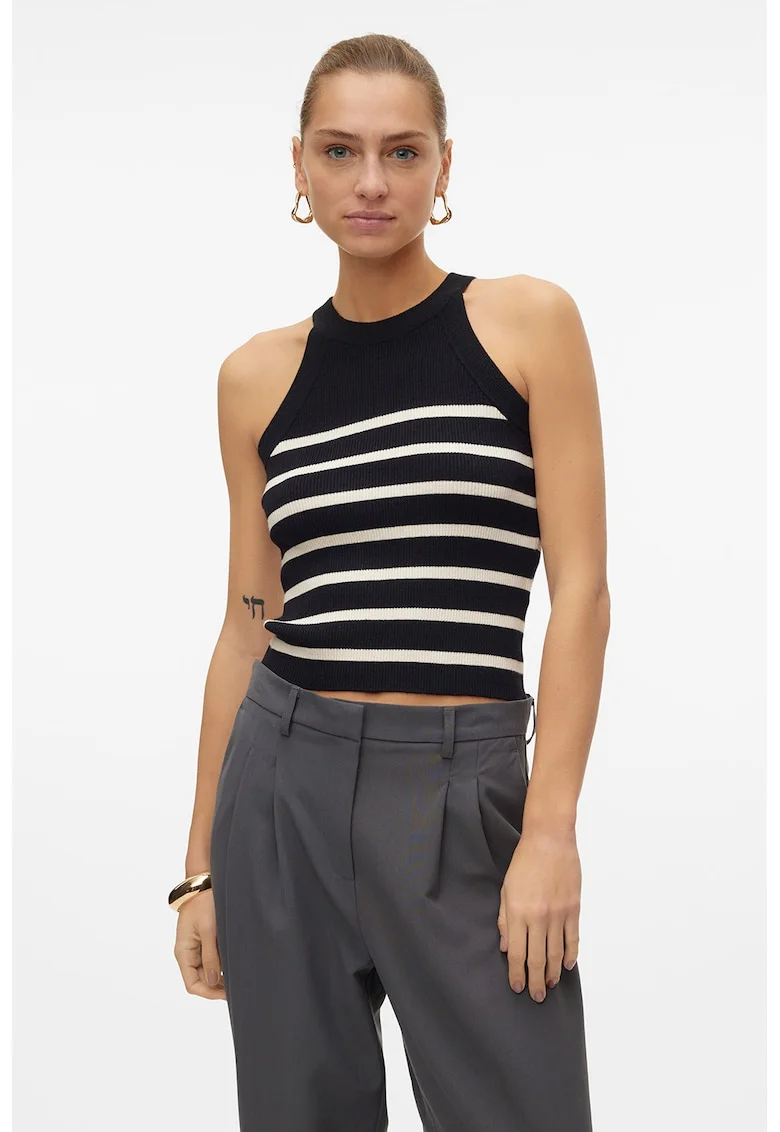 Top cu dungi Saba, Alb/Negru