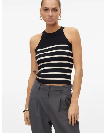Top cu dungi Saba, Alb/Negru
