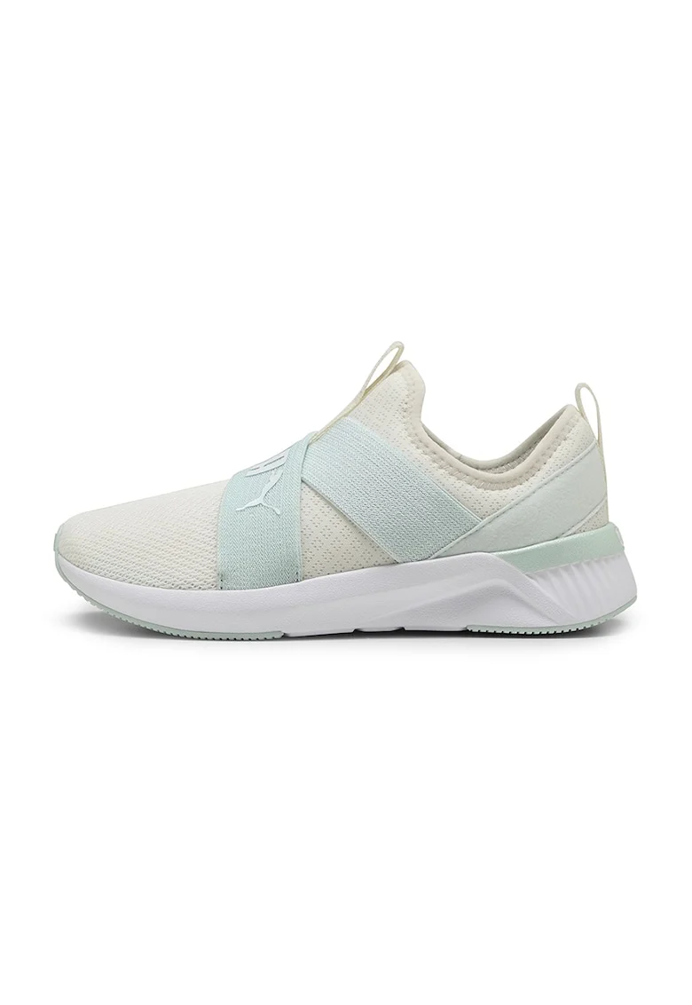 Pantofi sport cu garnituri din plasa si logo, Roz prafuit, Albastru glaciar/Alb murdar