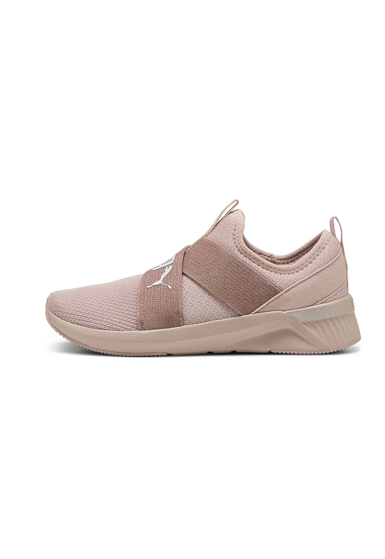 Pantofi sport cu garnituri din plasa si logo, Roz prafuit, Roz prafuit