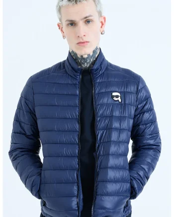 Jacheta slim fit cu fermoar, Bleumarin