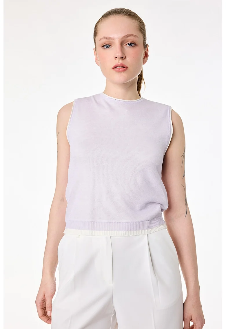 Top fara maneci cu model uni, Lila