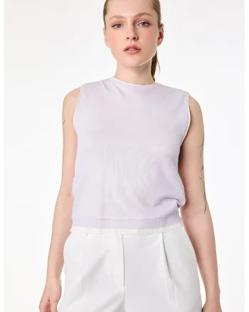 Top fara maneci cu model uni, Lila