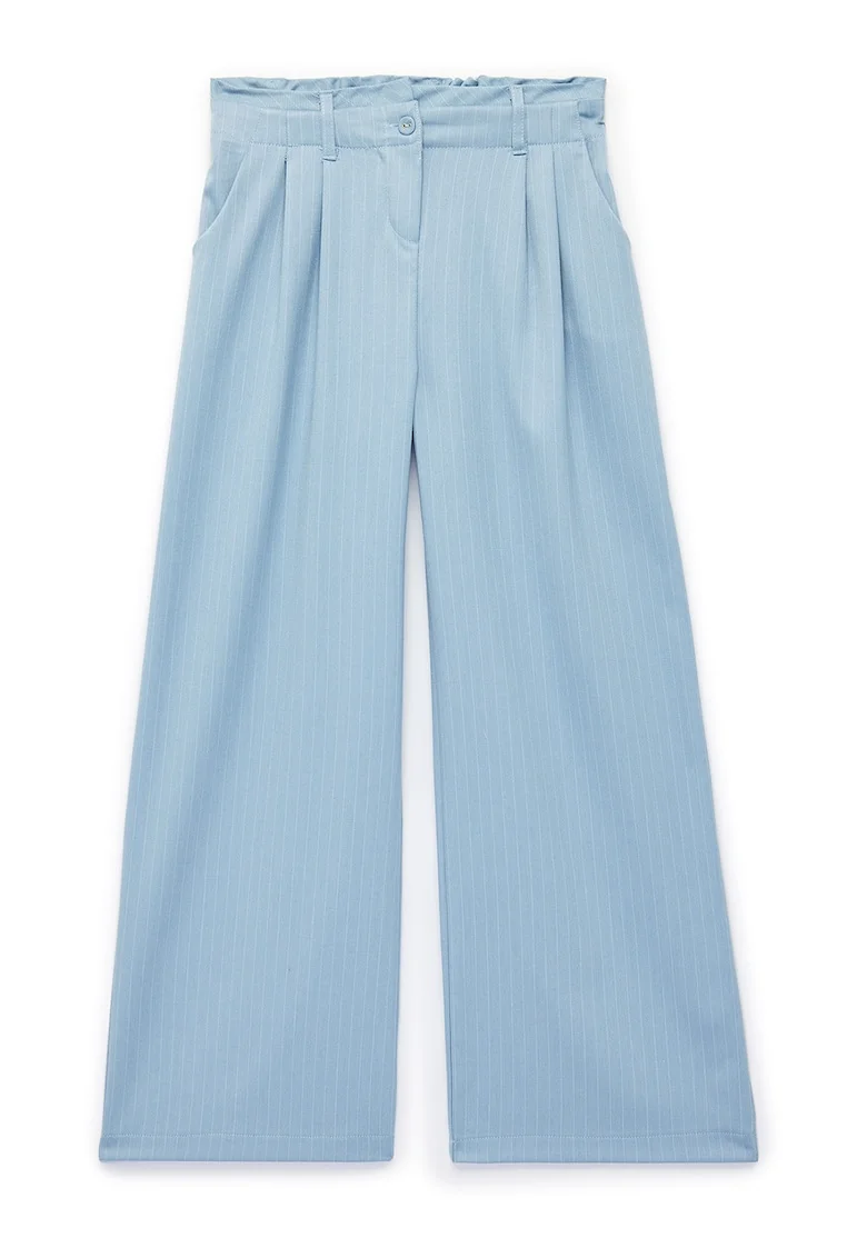 Pantaloni cu croiala ampla si talie elastica, Albastru deschis