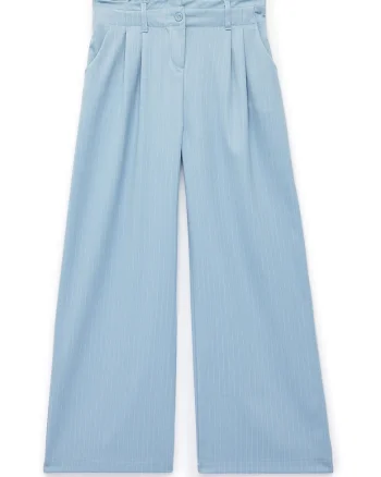 Pantaloni cu croiala ampla si talie elastica, Albastru deschis