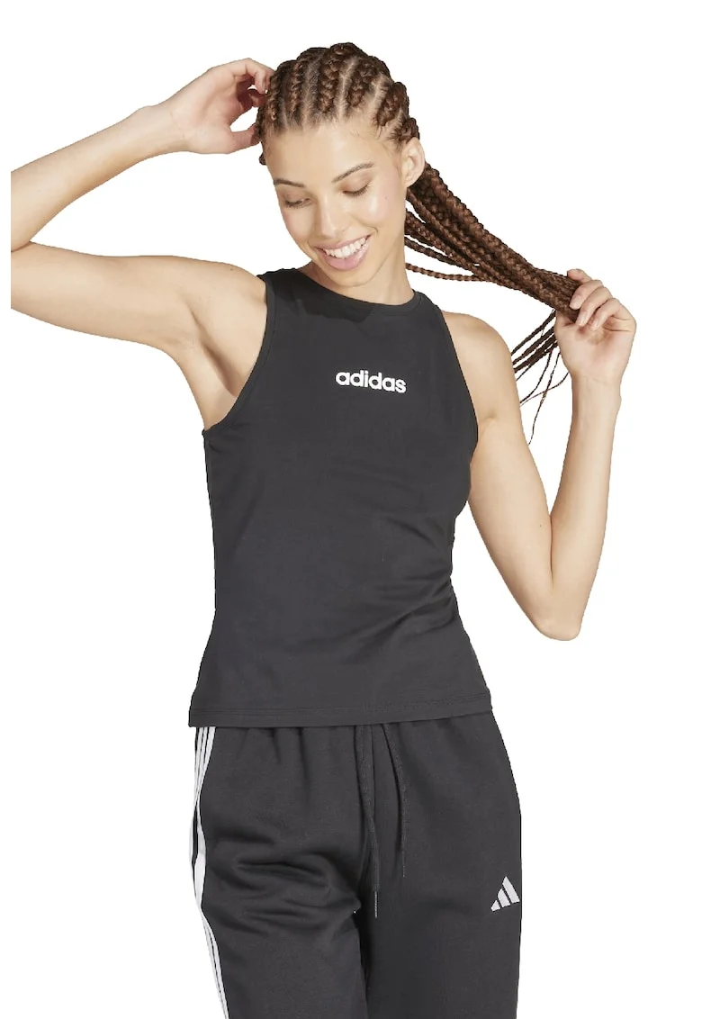 Top din amestec de bumbac cu logo, Alb/Negru