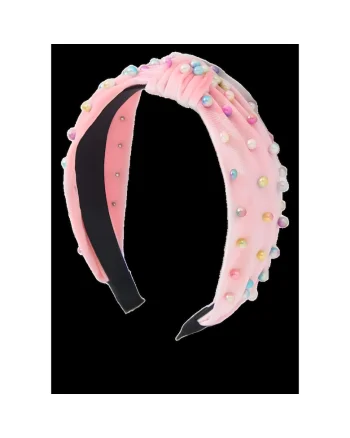 Bentita par fete  Catifea Perle Multicolore Nod Roz Universal