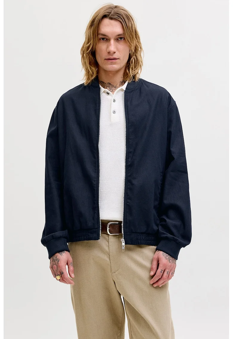 Jacheta bomber din amestec de in, Bleumarin