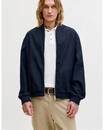 Jacheta bomber din amestec de in, Bleumarin