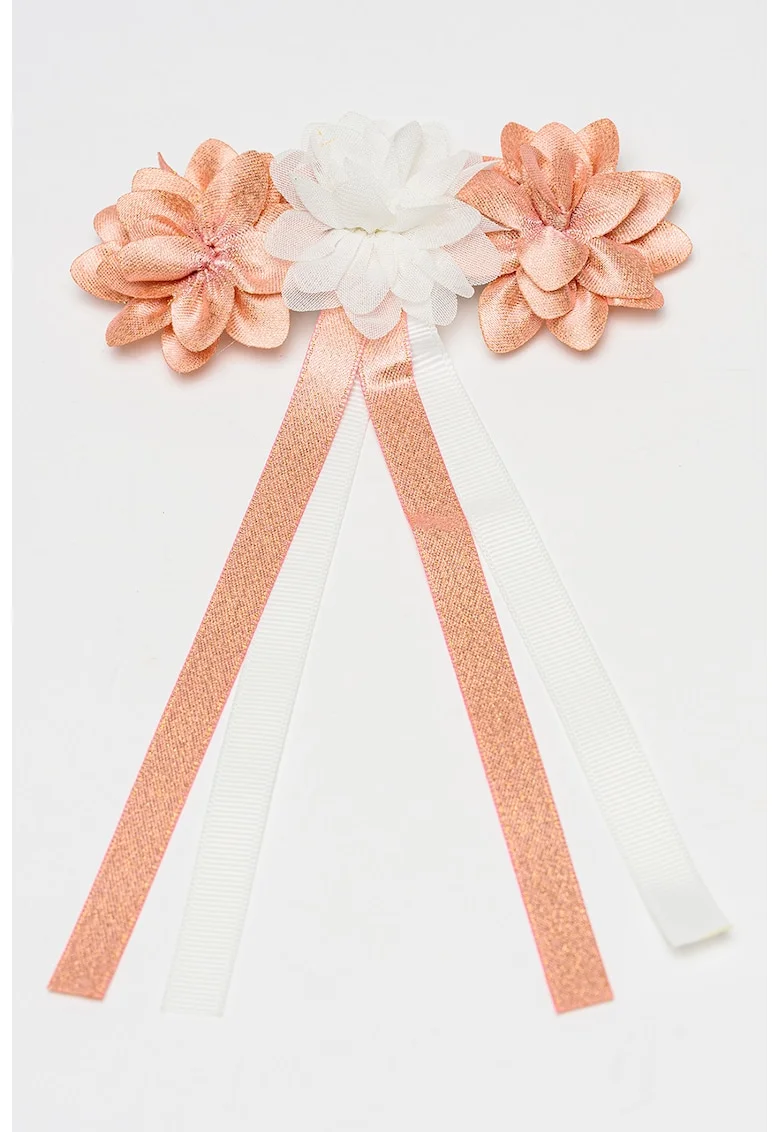 Clama cu model floral pentru par, Alb/Roz stins