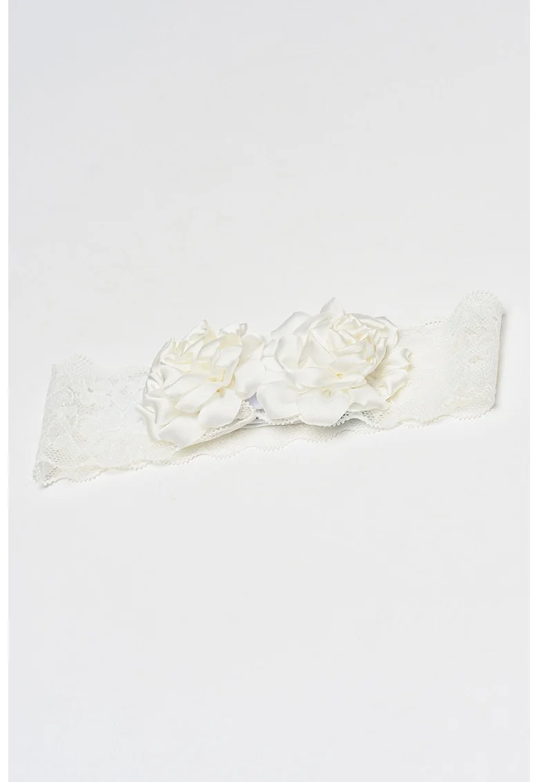 Bentita cu aplicatii cu model floral, Alb