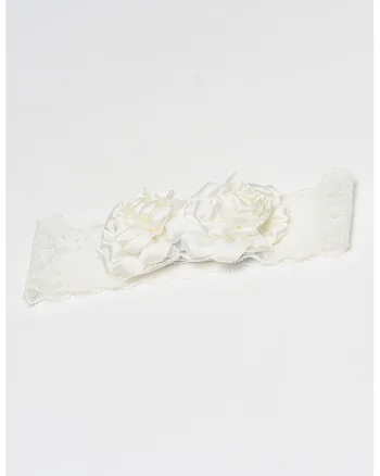 Bentita cu aplicatii cu model floral, Alb