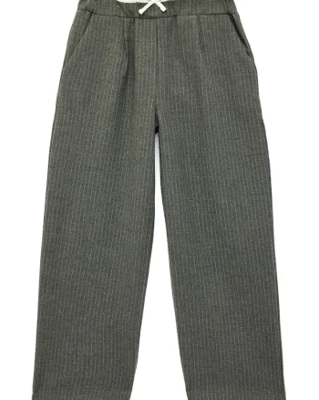 Pantaloni cu croiala ampla, model in dungi si banda elastica in talie, Gri inchis