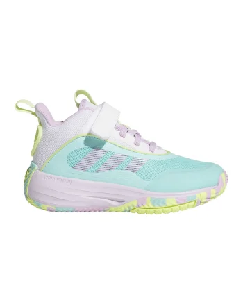 Pantofi Own The Game 3.0 cu bareta velcro pentru baschet, Albastru aquamarin/Roz pal/Verde fistic