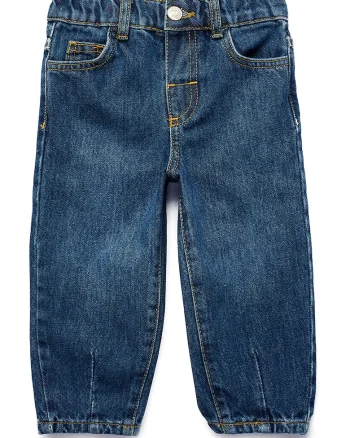 Blugi conici cu talie elastica, Bleumarin