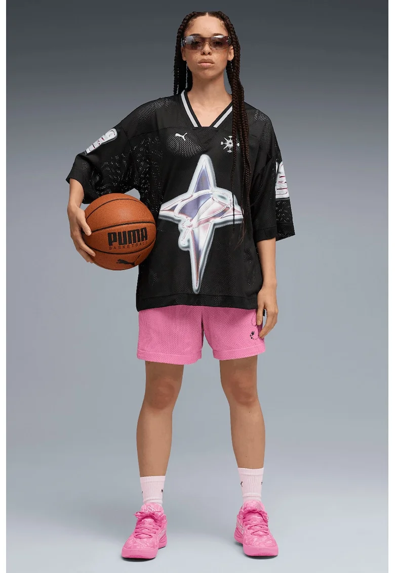Tricou supradimensionat pentru baschet Shooting Stars, Negru
