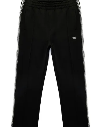 Pantaloni de trening cu croiala dreapta si dungi contrastante, Negru