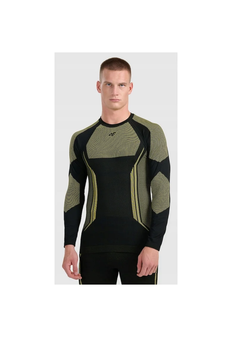 Bluza sport barbati,  termoactiva fara cusaturidwqf, Negru/Galben