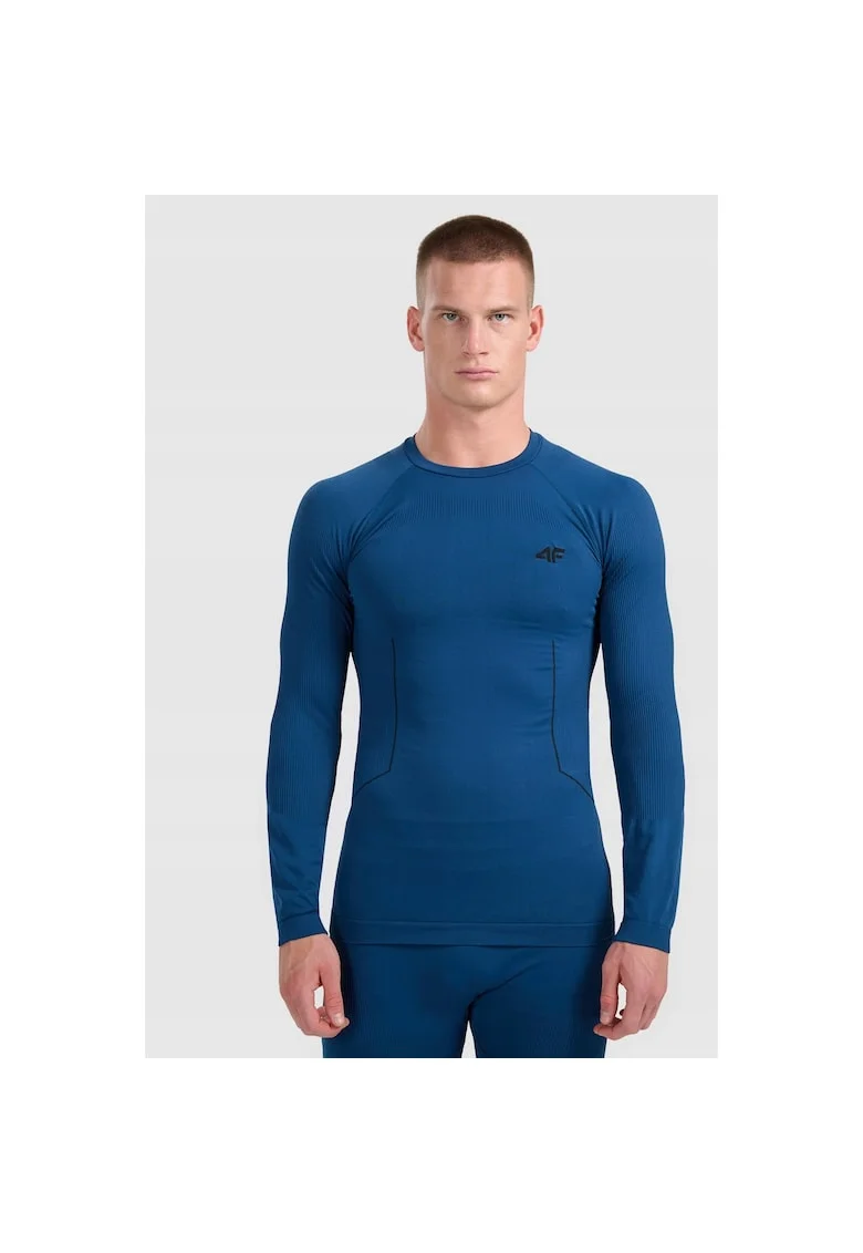 Bluza sport barbati,  termica, fara cusaturi, albastru, poliester, Albastru