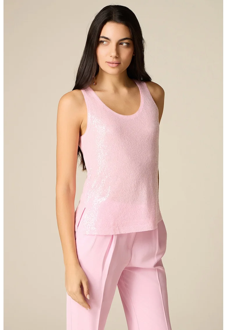 Top din tul cu paiete, Roz pastel