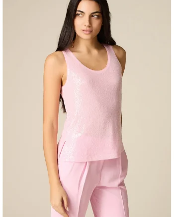 Top din tul cu paiete, Roz pastel