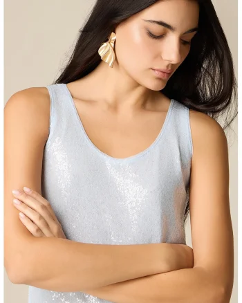 Top din tul cu paiete, Albastru pastel