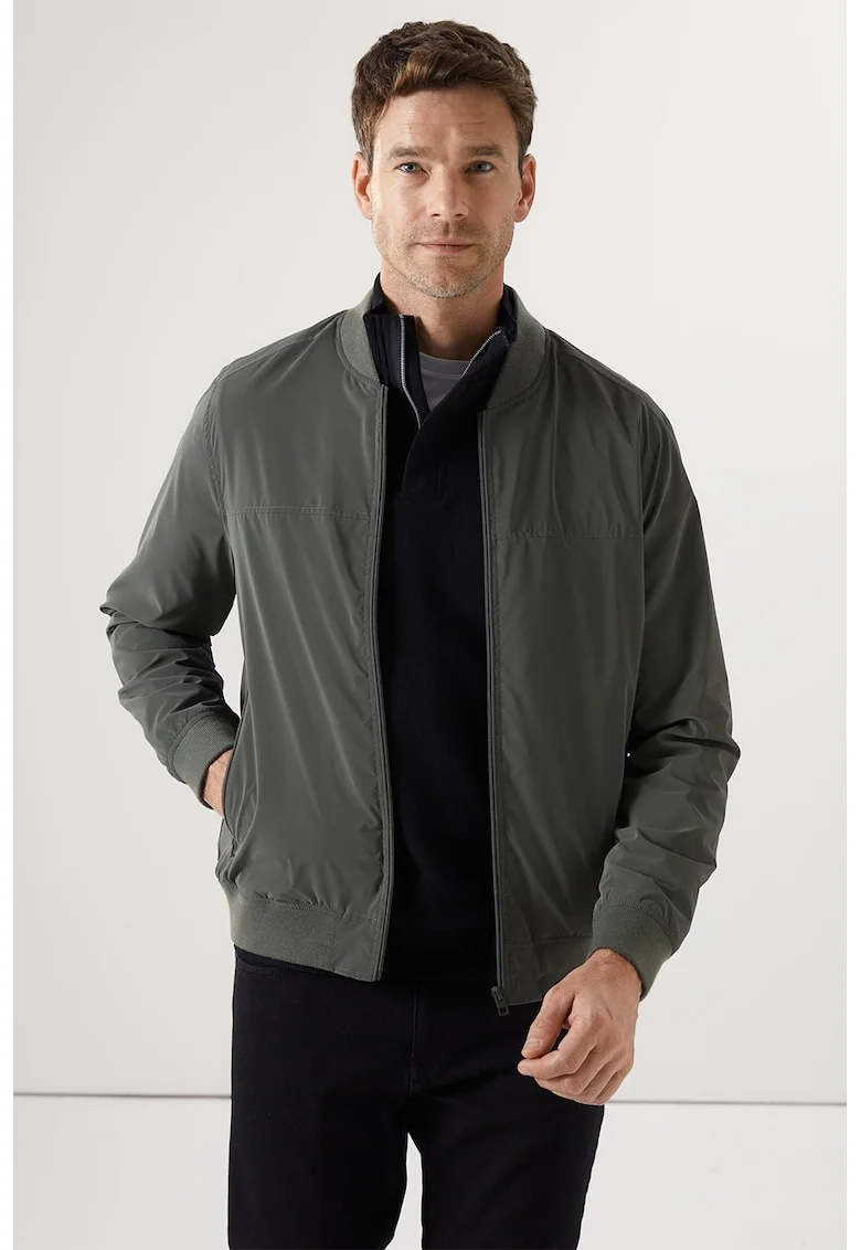 Jacheta bomber cu fermoar, Verde padure