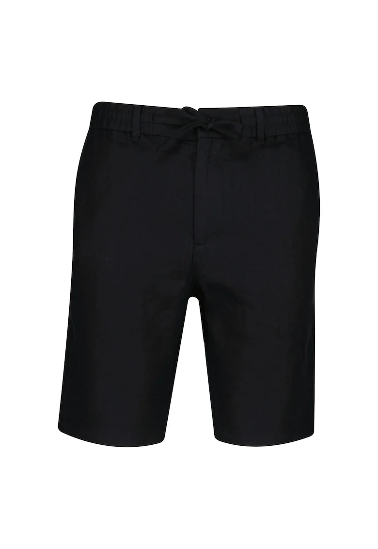 Pantaloni scurti de in cu snururi, Negru