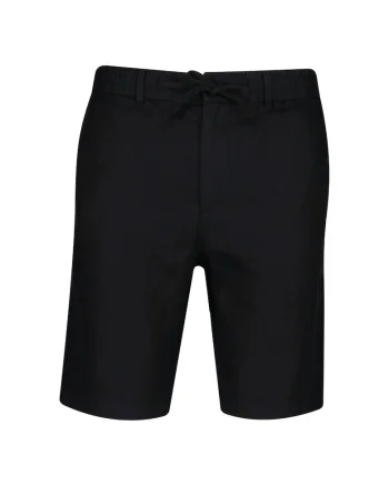 Pantaloni scurti de in cu snururi, Negru