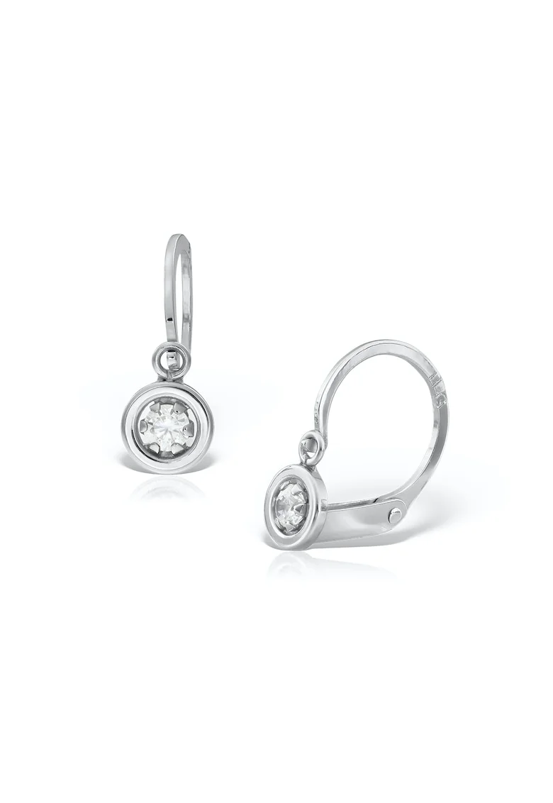 Cercei din aur alb cu tortite pentru bebe, inchidere frontala