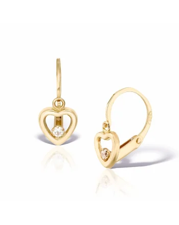 Cercei aur 18 karate cu diamante, marime bebe, inchidere frontala