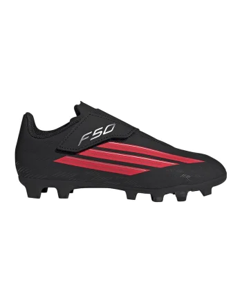 Pantofi F50 Club Vel cu velcro, pentru fotbal, Rosu/Negru