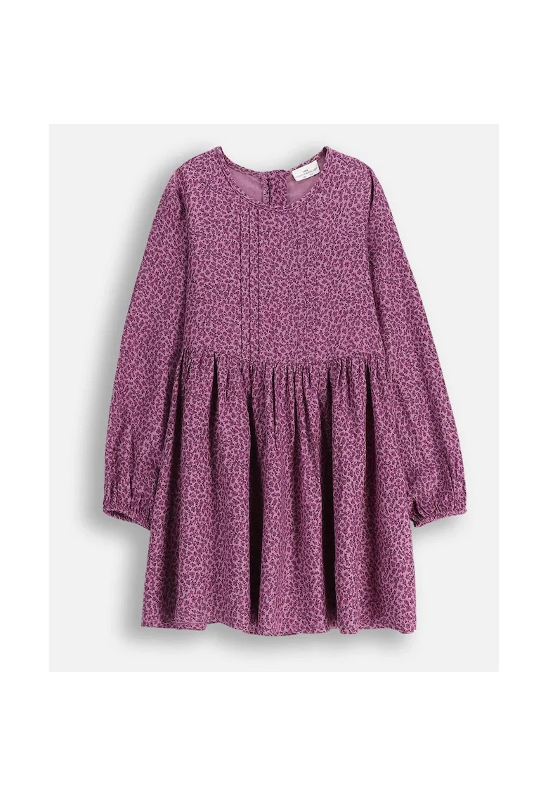 Rochie  pentru fete, violet, vascoza, motiv floral, maneci lungi, croi mini
