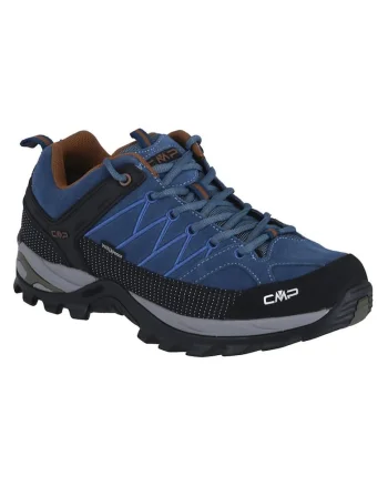 Pantofi sport barbati  Rigel Low trekking, piele naturala, albastru