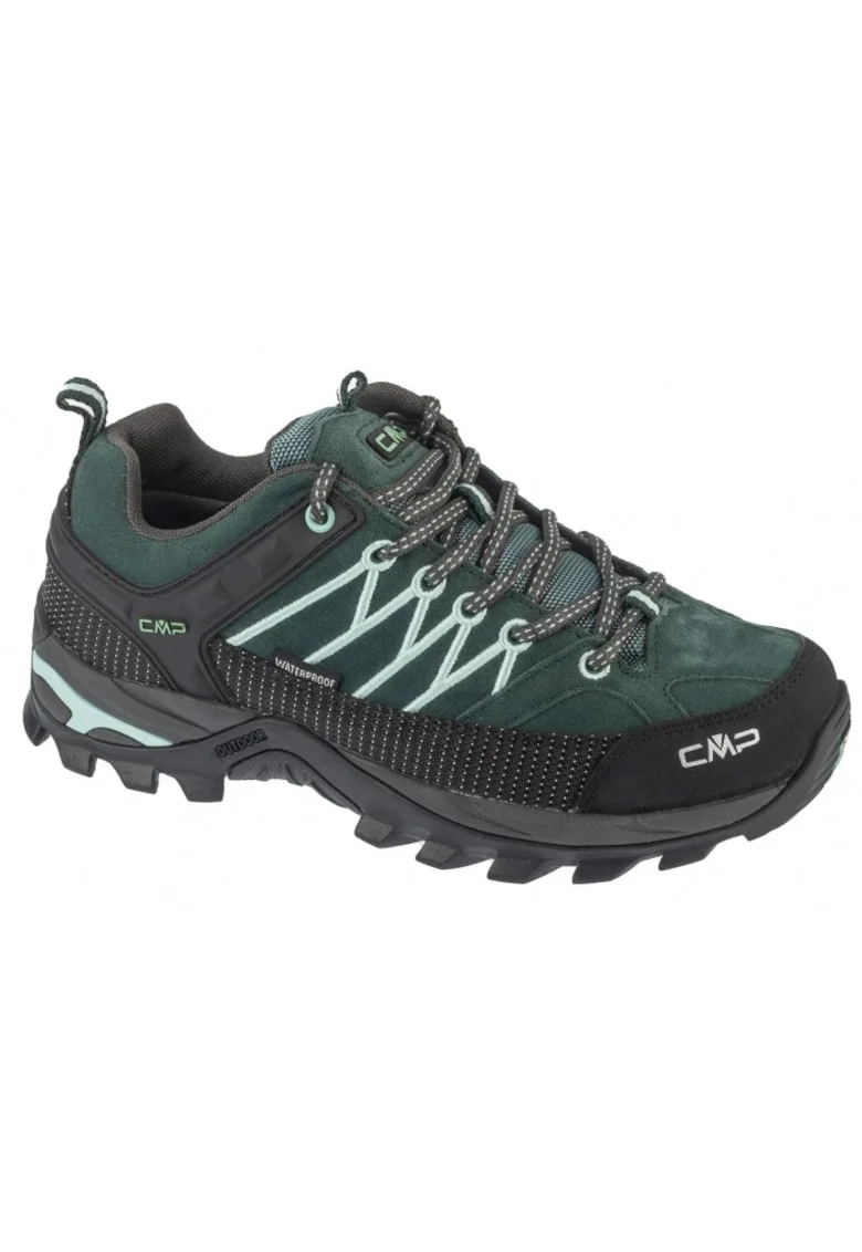 Pantofi sport dama  Rigel Low, impermeabili, piele, negru/verde