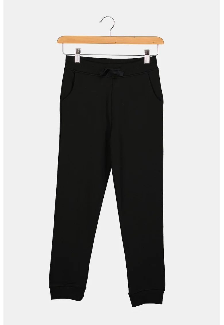 Pantaloni de trening de bumbac talie ajustabila, Negru