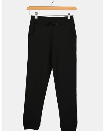 Pantaloni de trening de bumbac talie ajustabila, Negru