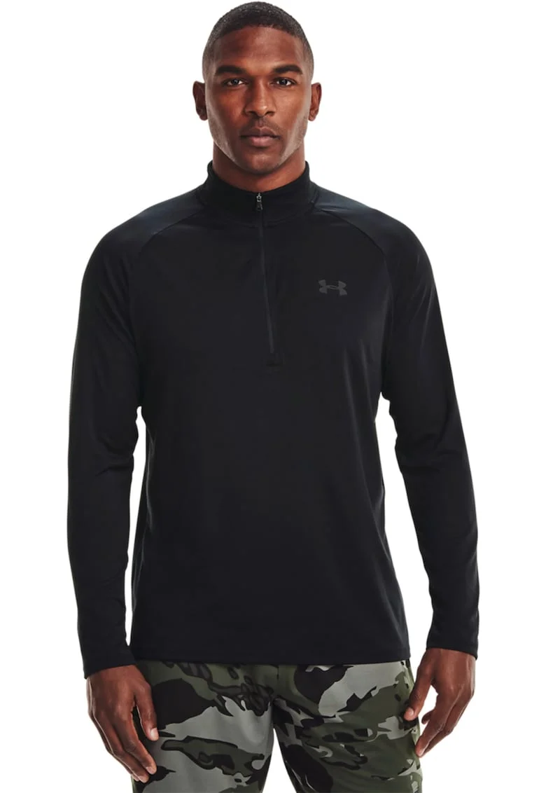 Bluza cu logo pentru fitness Tech™, Negru