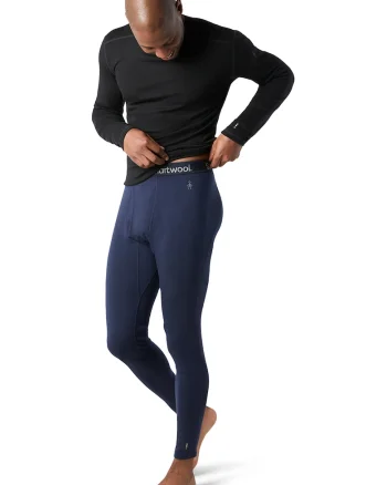 Colanti de lana merinos cu banda logo in talie pentru ski, Bleumarin