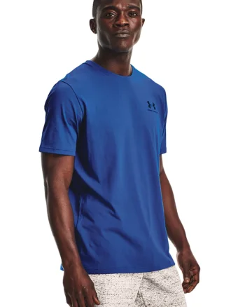 Tricou cu decolteu rotund, pentru fitness Sportstyle, Negru/Albastru inchis