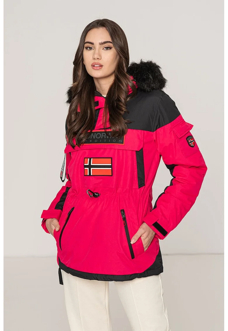 Geaca cu vatelina, fara inchidere Bruna, Negru/Fucsia