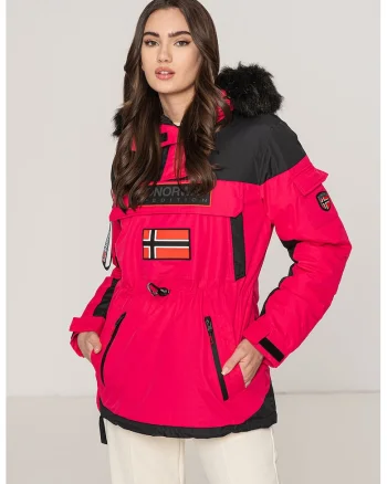 Geaca cu vatelina, fara inchidere Bruna, Negru/Fucsia