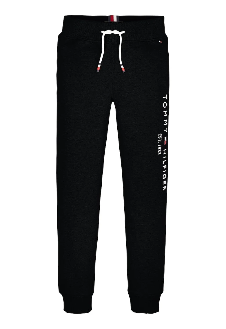 Pantaloni sport cu logo, Alb/Negru