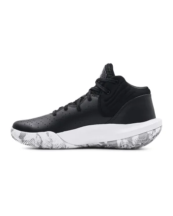 Pantofi de piele si material textil pentru baschet GS Jet '21, Alb/Negru