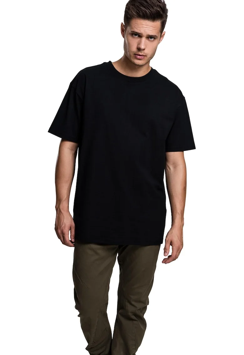 Tricou supradimensionat cu maneci cazute, Negru