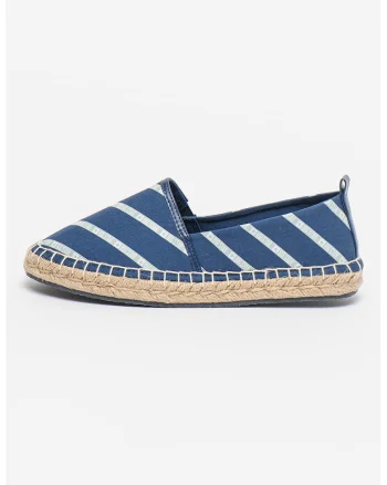 Espadrile din material textil cu benzi cu logo, Bleumarin