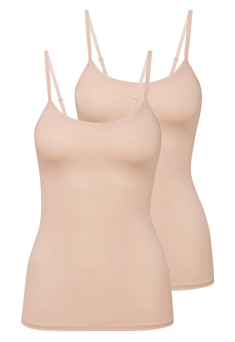 Set de top-uri din amestec de bumbac - 2 piese, Bej